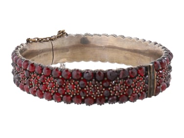 ANTIQUE ART DECO JEWELRY SILVER GARNET BRACELET