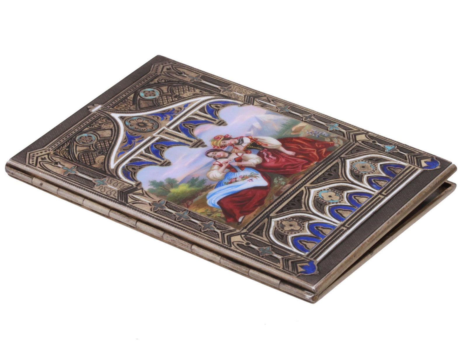 ANTIQUE SILVER ENAMEL PAPER MONEY VISIT CARD CASE (1 of 7)