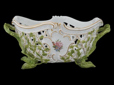 ANTIQUE GERMAN MEISSEN PORCELAIN RETICULATED BASKET
