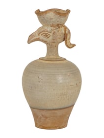 CRAQUELURE CERAMIC POTTERY JUG W BIRDS HEAD