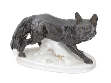 ART DECO MEISSEN PORCELAIN ARCTIC FOX FIGURINE