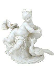 ANTIQUE GERMAN NYMPHENBURG PORCELAIN PUTTO JUNO FIGURE