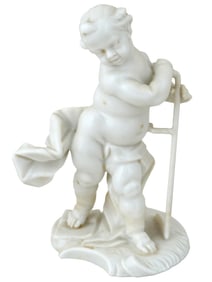 ANTIQUE GERMAN NYMPHENBURG PORCELAIN PUTTO FIGURINE
