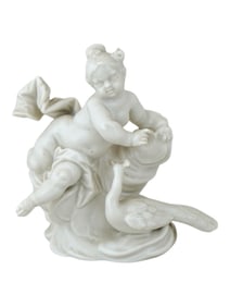 ANTIQUE GERMAN NYMPHENBURG PORCELAIN PUTTO FIGURINE