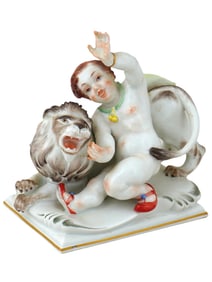GERMAN MEISSEN LION ZODIAC SIGNS PORCELAIN FIGURINE