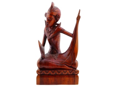 MODERN INDONESIAN BALINESE CARVED WOOD DEITY FIGURE