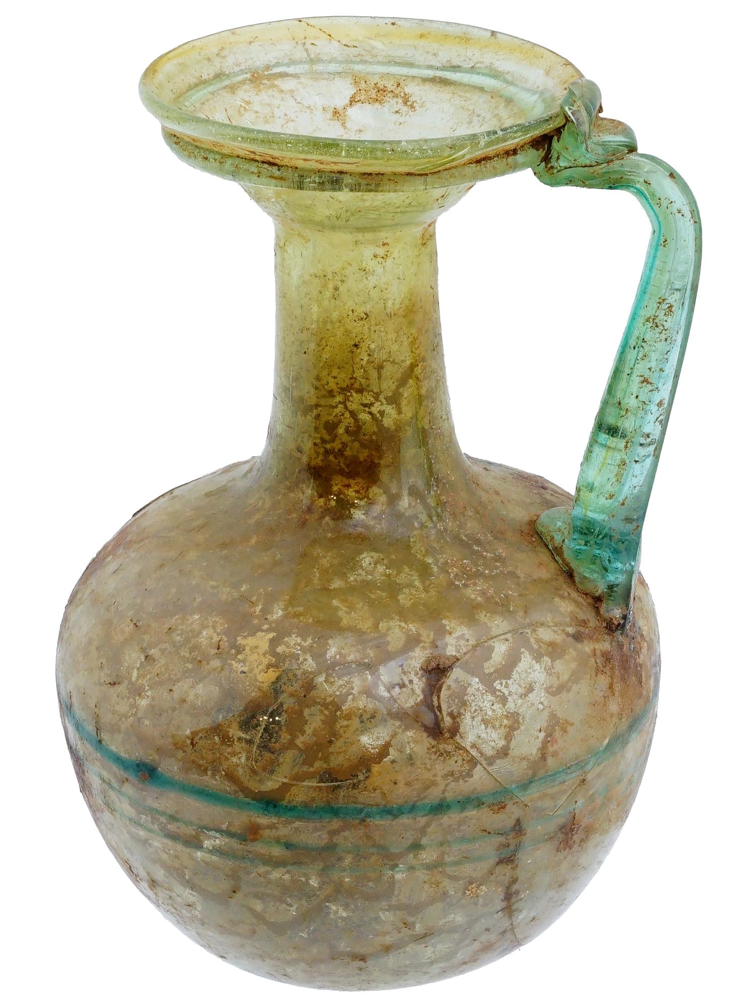 ANCIENT ROMAN GLASS JUG 100 TO 300 AD (1 of 7)