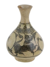 ANTIQUE ASIAN CERAMIC CRAQUELURE MONOCHROME VASE