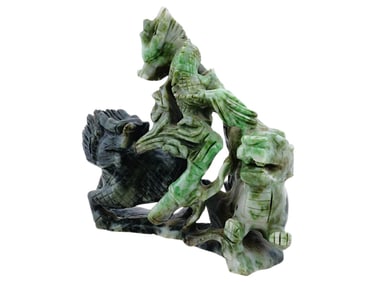 VINTAGE CHINESE CARVED JADE DRAGON FIGURINE