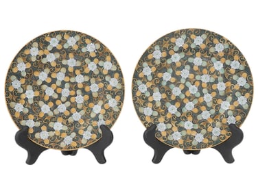 PAIR OF JAPANESE PORCELAIN PLATES W FLORAL PATTERN