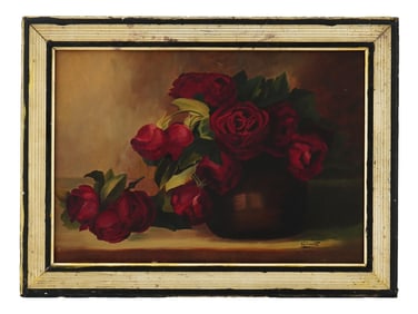 STILL LIFE OIL PAINTING SIGNED EDWARD CHALMERS LEAVITT