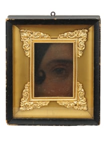 ANTIQUE ENGLISH LOVERS EYES OIL PAINTING CA 19TH C