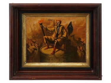 ANTIQUE ALCOHOL PROHIBITION OIL PAINTING
