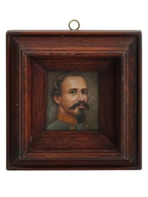 ANTIQUE AMERICAN OIL MINIATURE PAINTING CIVIL WAR GENERAL