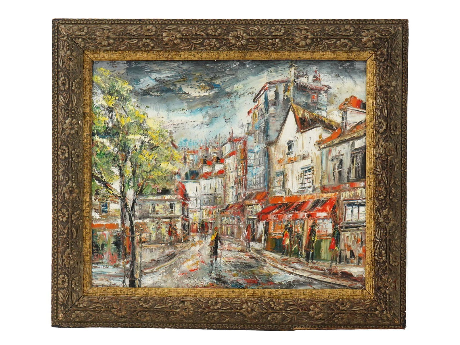 VINTAGE PARISIAN CITYSCAPE OIL PAINTING (1 of 3)