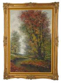 VINTAGE AMERICAN OIL LANDSCAPE PAINTING BY MARKER