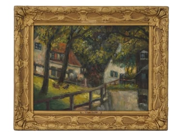 NORWEGIAN OIL PAINTING ATTR TO FRITS THAULOW TOWNSCAPE