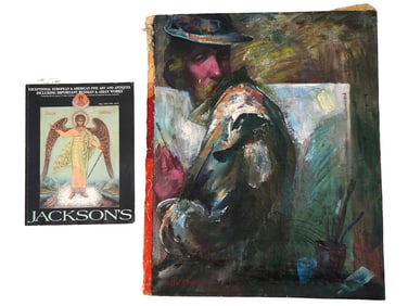 RUSSIAN OIL PAINTING BY DAVID BURLIUK WITH CATALOG