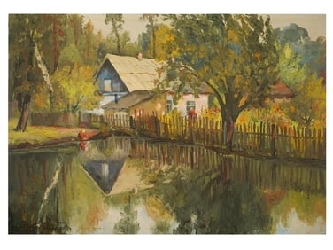 UKRAINIAN LANDSCAPE OIL PAINTING BY FEDIR KONOVALUIK