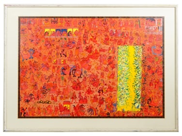 MID CENTURY INDIAN SCHOOL PAINTING NARRATIVE SCENES