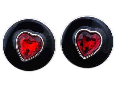 VINTAGE YSL HEART DESIGN ENAMEL CRYSTALS EARRINGS