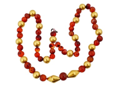 ANTIQUE MIDDLE EASTERN AGATE AND 22K GOLD NECKLACE