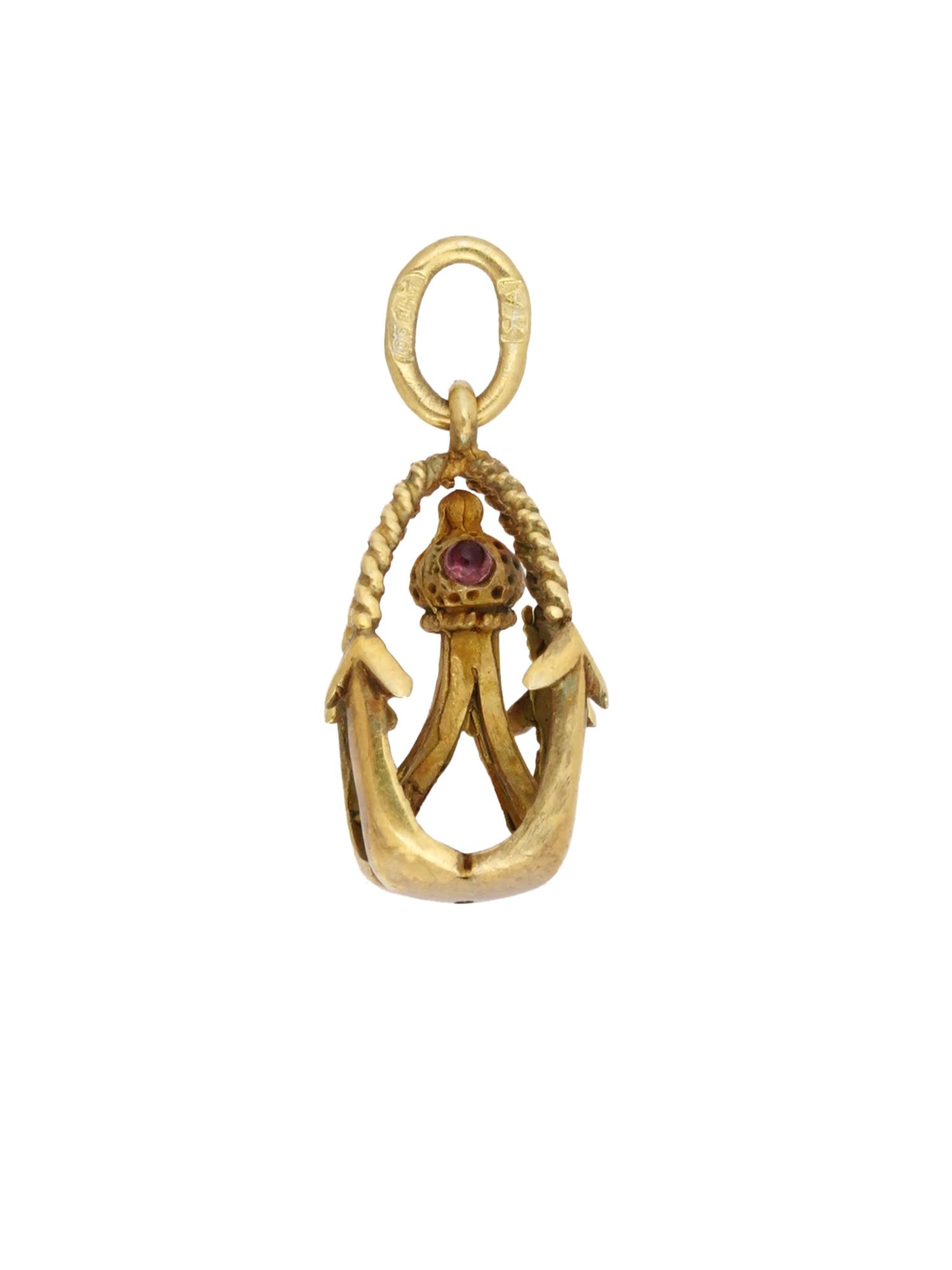 RUSSIAN 88 GILT SILVER ANCHOR EASTER EGG PENDANT (1 of 6)