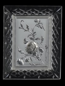 ISRAELI HAZORFIM SILVER AND CRYSTAL GLASS DISH IOB