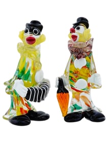 VINTAGE ITALIAN MURANO GLASS CLOWN FIGURINES