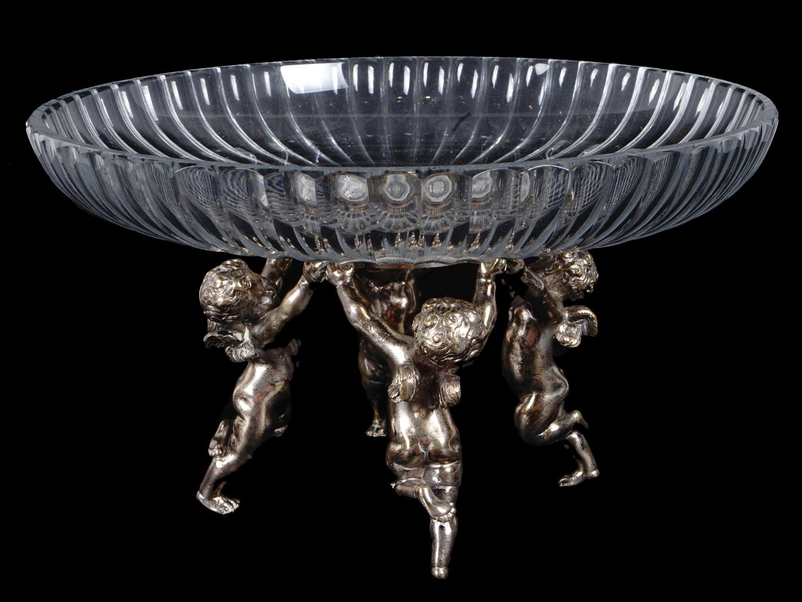 BACCARAT CRYSTAL GLASS SILVERED BRONZE FRUIT BOWL (1 of 8)
