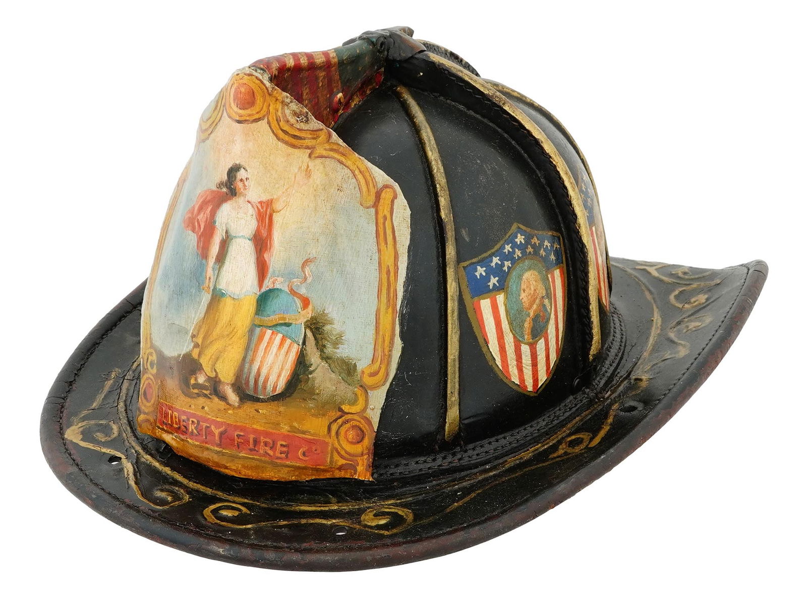 VINTAGE AMERICAN HAND PAINTED FIREMANS HELMET (1 of 12)