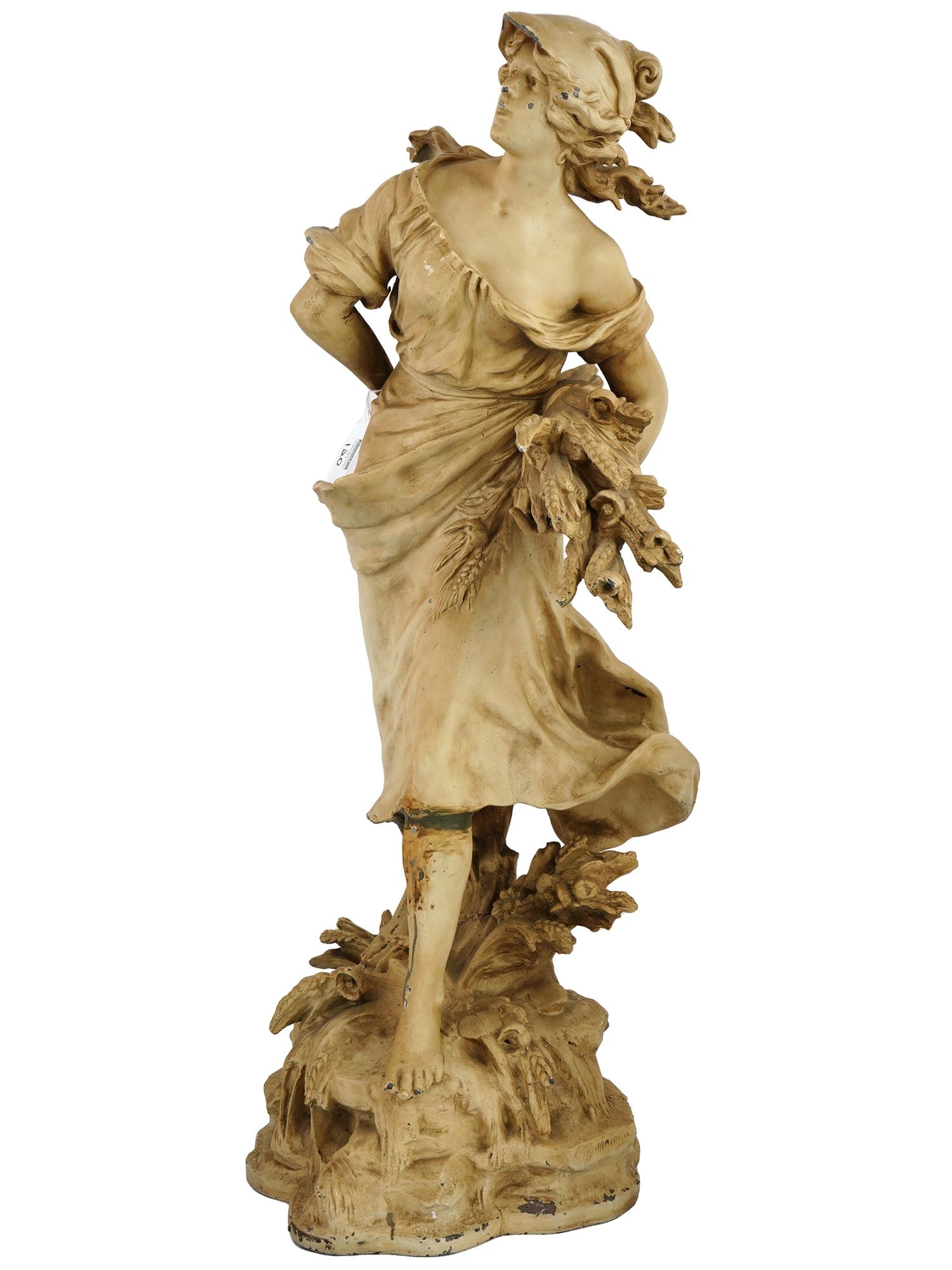 AUGUSTE MOREAU LARGE ANTIQUE FRENCH SPELTER STATUE (1 of 11)