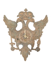 ANTIQUE RUSSIAN IMPERIAL ROMANOV BRASS CLOCK FACE