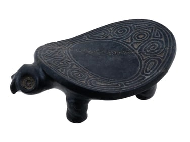 PRE COLUMBIAN ERA CARVED HARD STONE TURTLE STOOL