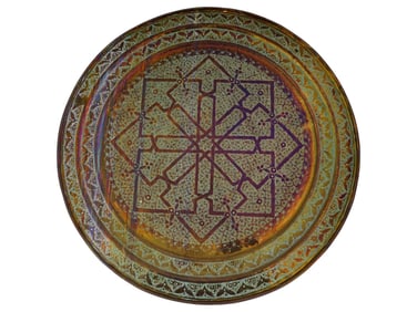 ANTIQUE MIDDLE EASTERN ISLAMIC ETCHED BRASS TRAY