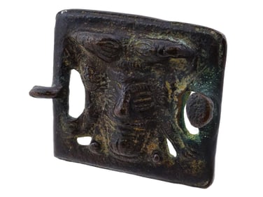 ANCIENT LURISTAN CAST BRONZE BUCKLE W FACE 100 BC