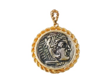 ANCIENT GREEK ALEXANDER THE GREAT COIN SILVER PENDANT