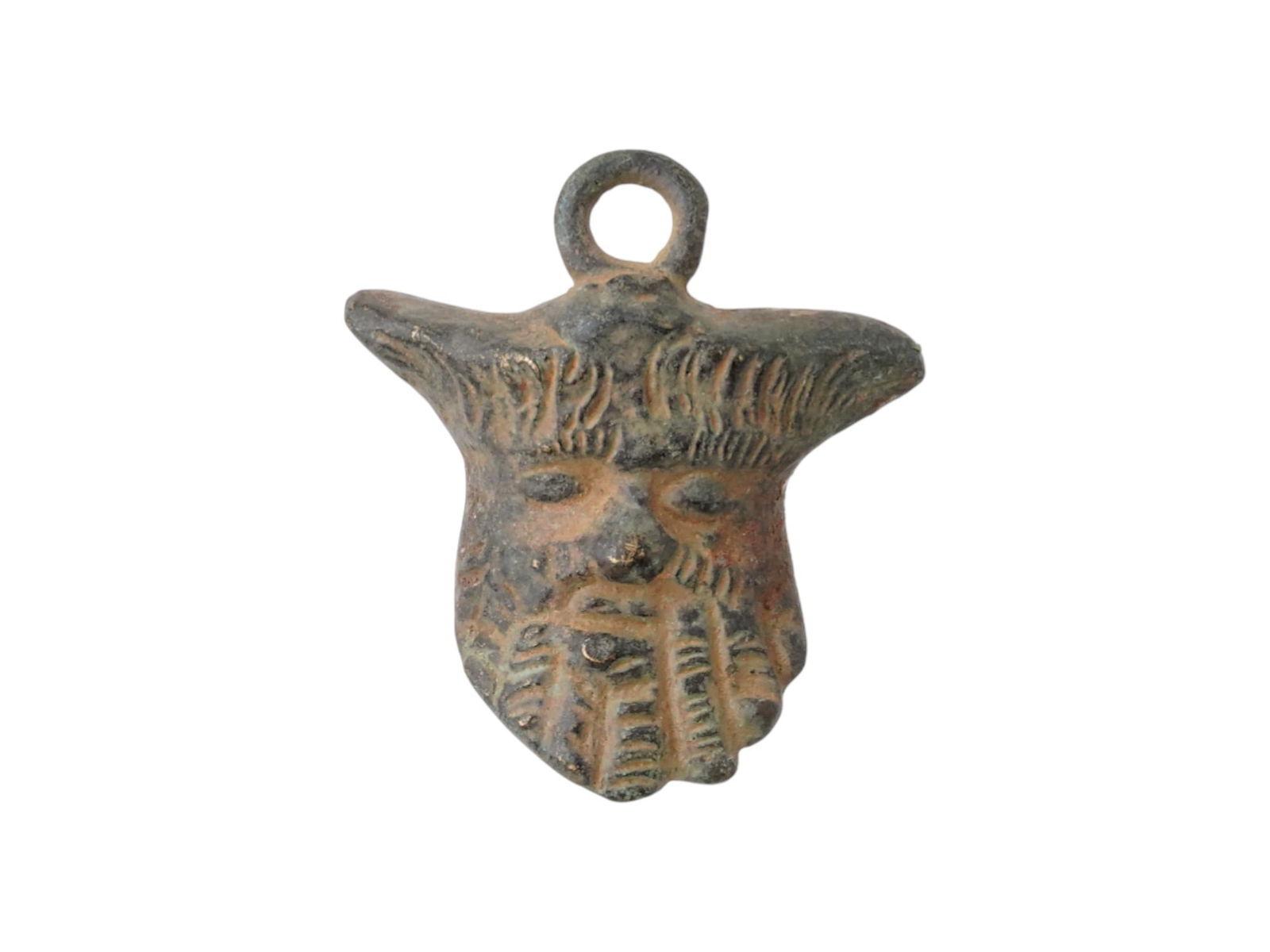 ANCIENT ROMAN BRONZE THEATER MASK PENDANT BEARDED HEAD (1 of 4)