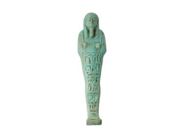 ANCIENT EGYPTIAN 26TH DYNASTY GLAZED FAIENCE USHABTI