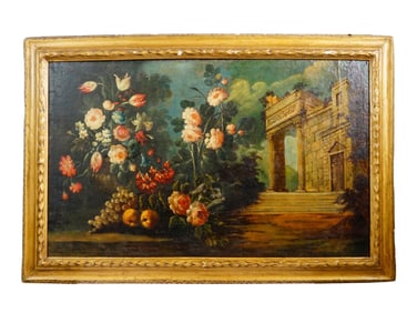 ANTIQUE EUROPEAN SCHOOL STILL LIFE OIL PAINTING