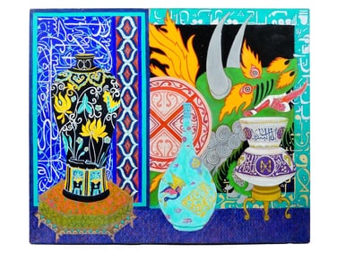 ORIENTALIST ACRYLIC PAINTING SIGNED T. FELD