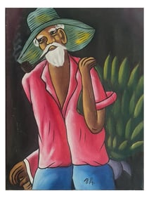 MEXICAN PAINTING ATTR TO DIEGO RIVERA PORTRAIT WORKER