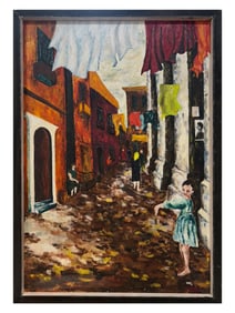 SIGNED NICOLAI FECHIN LARGE OIL CITYSCAPE PAINTING