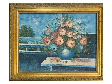 SIGNED DAVID BURLIUK OIL STILL LIFE PAINTING
