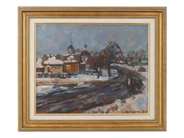 IVAN SOROKIN RUSSIAN RURAL LANDSCAPE OIL PAINTING