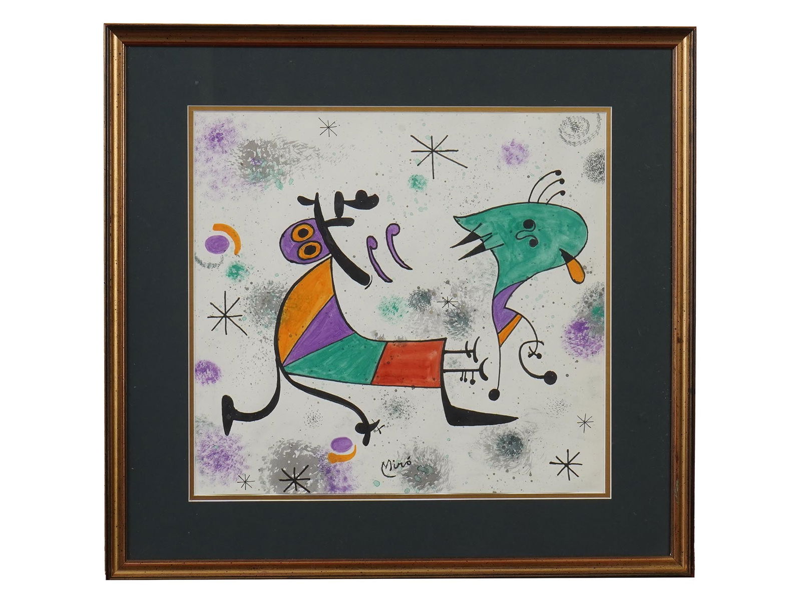 MANNER OF JOAN MIRO ABSTRACT MIXED MEDIA PAINTING (1 of 4)