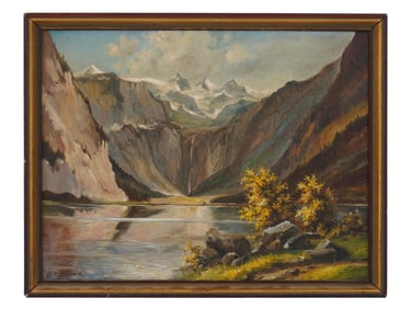 VINTAGE OIL ON BOARD PAINTING BY E RICHTER