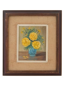 MID CENTURY OIL PAINTING FLORAL STILL LIFE