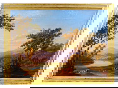 VICTOR DE GRAILLY FRENCH LANDSCAPE OIL PAINTING 1840
