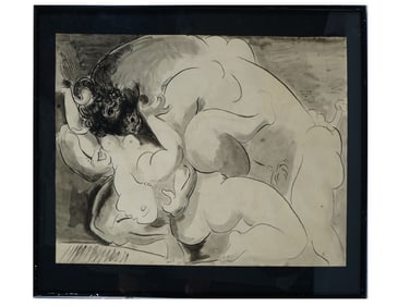 MINOTAUR MIXED MEDIA PAINTING AFTER PABLO PICASSO